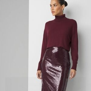 White House Black Market Maroon Sequin Skirt